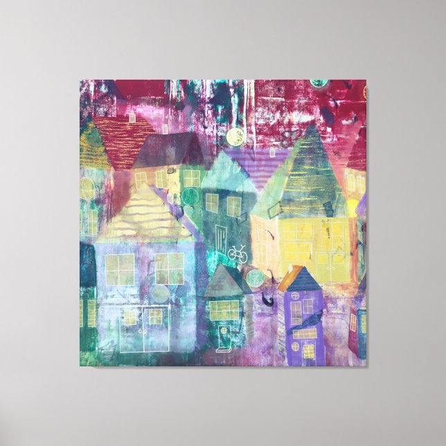 Impressão Em Tela Abstrato Townscape at Night (Frente)