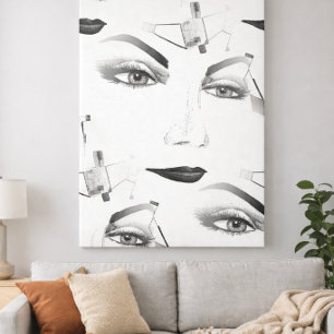 Impressão Em Tela Abstrato Trabalho de arte com Retrato Feminino Sen