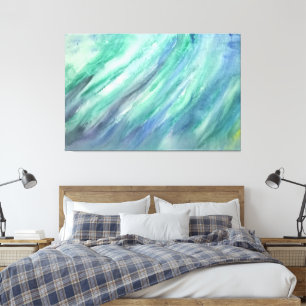 Impressão Em Tela Abstrato Verde Arte Azul Moderna Contemporânea