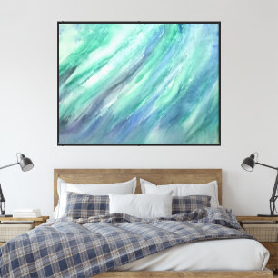 Impressão Em Tela Abstrato Verde Arte Azul Moderna Contemporânea