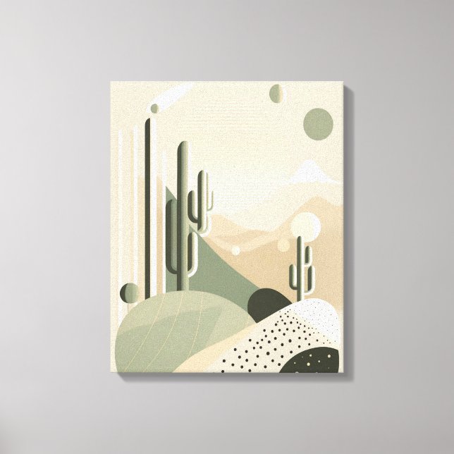 Impressão Em Tela Abstrato verde paisagem desértica de Boho (Frente)