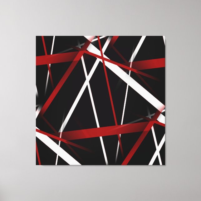 Impressão Em Tela Abstrato Vermelho e Branco no Fundo Preto P (Frente)
