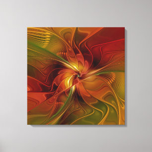 Impressão Em Tela Abstrato Vermelho Laranja Laranja Verde Triptys Ve