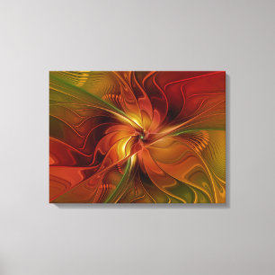 Impressão Em Tela Abstrato Vermelho Laranja Laranja Verde Triptys Ve