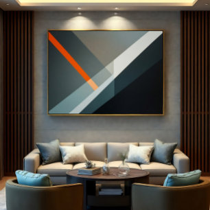 Impressão Em Tela Acento Geométrico Abstrato Laranja