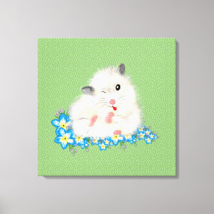 Impressão Em Tela Acessórios de hamster sírio branco e bonito, polca