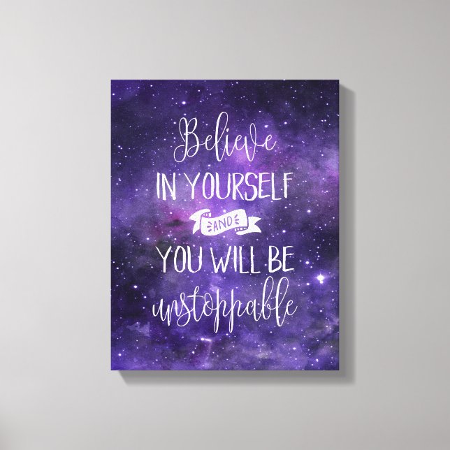 Impressão Em Tela Acredite em si mesma citação motivacional (Frente)