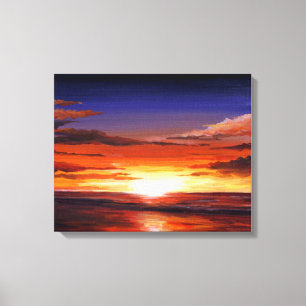 IMPRESSÃO EM TELA ACRÍLICO DA BELEZA DO POR DO SOL NA PINTURA DAS
