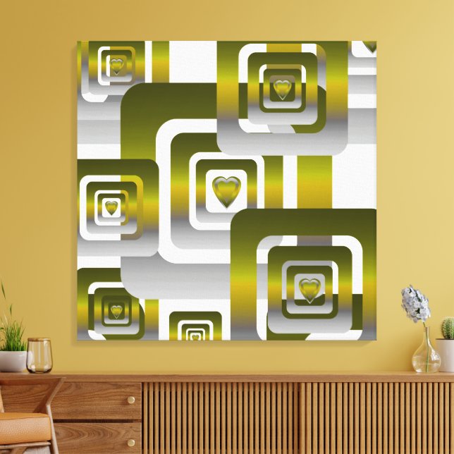 Impressão Em Tela Activate My Heart Pattern Silver (Insitu(Sala de estar))