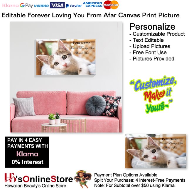 Impressão Em Tela Add Pets Name Forever Loving You From Afar Picture (Add Pet Name Forever Loving You From Afar Memorial Canvas Print picture.)