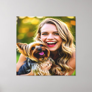 Impressão Em Tela Adicionar Foto de Yorkshire Terrier Personalizar