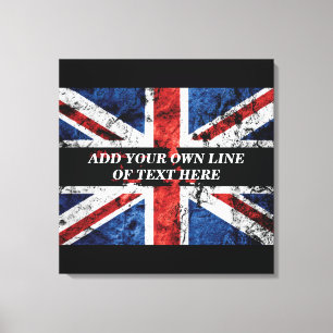 Impressão Em Tela Adicione seu texto na Almofada da bandeira inglesa