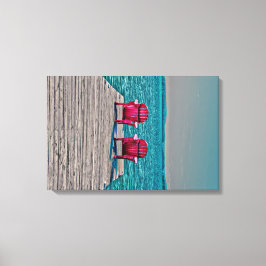 Impressão Em Tela Adirondack Beach Chairs Teal Rustic Cottage