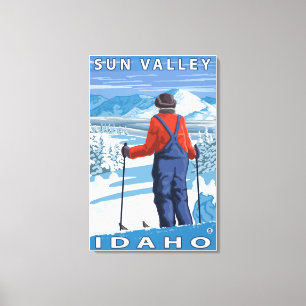 Impressão Em Tela Admiração do esquiador - Sun Valley, Idaho