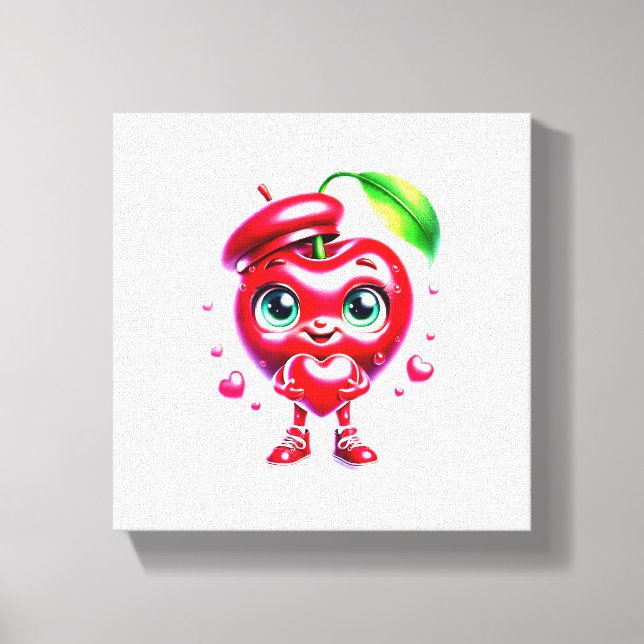 Impressão Em Tela "Adorable Cherry Heart Wall Art" (Frente)