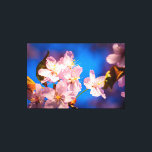 Impressão Em Tela Adoráveis Flores de Cerejeira<br><div class="desc">Adoráveis flores de sakura de cor rosa, fundo azul suave e rosa. Dia ensolarado da estação da primavera. Pintura digital estilizada extragrande a partir de uma fotografia. Arte em tela enrolada ou esticada para decorar o seu espaço. Impressões florais e presentes para qualquer pessoa. Você pode transferir este design para...</div>