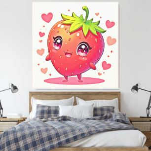 Impressão Em Tela Adorável Design de Strawberry Love