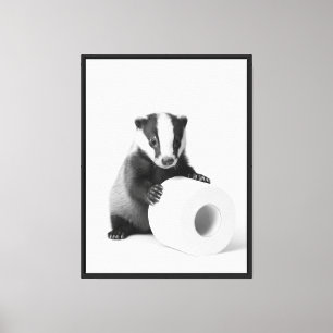 Impressão Em Tela Adorável Elegante Arte Bebê Texugo Com Papel Higiê