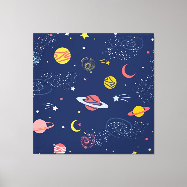 Impressão Em Tela Adorável padrão de fundo da galáxia desenhada à mã (Frente)