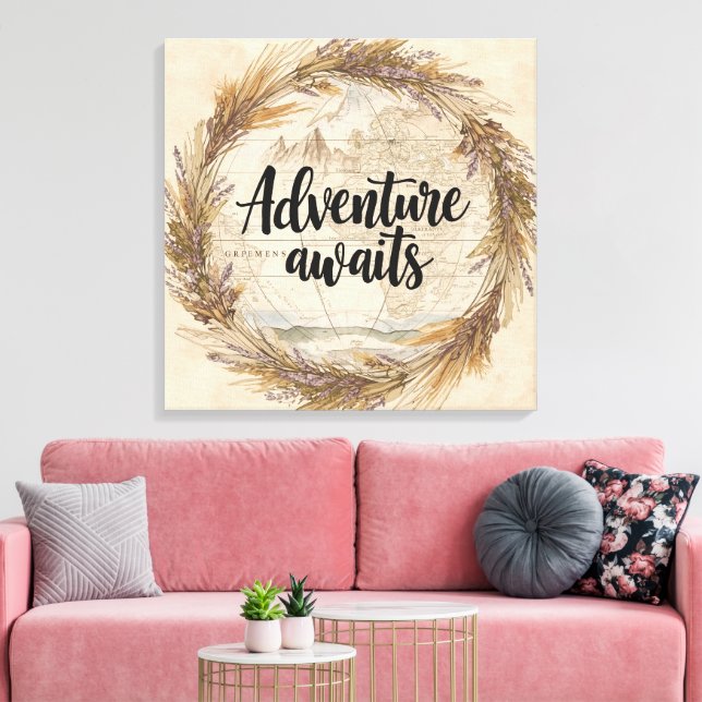 Impressão Em Tela Adventure Awaits Wall Art | Travel and Wanderlust  (Insitu(Sala de estar))