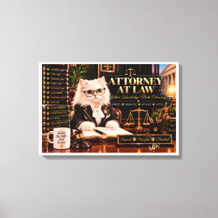 Impressão Em Tela Advogado Branco Gato Persa Elegante Jurídico