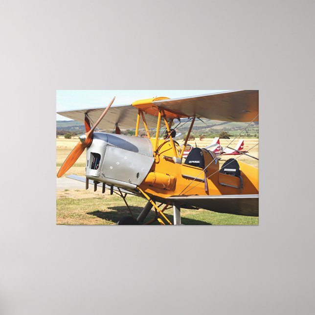 Impressão Em Tela Aeronave de biplano amarelo Tiger Moth (Frente)
