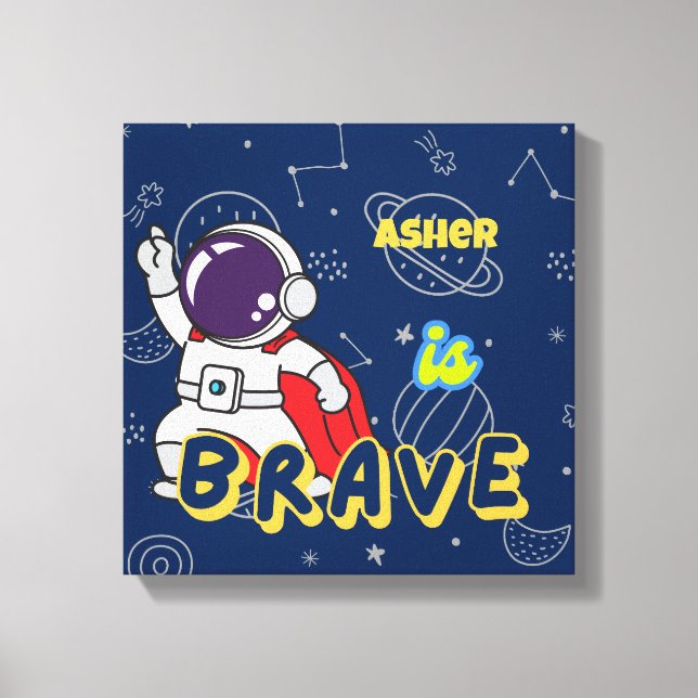 Impressão Em Tela Afirmação Personalizada de Astronauta em Deco | Co (Frente)