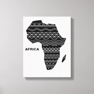 Impressão Em Tela África - Mapa Preto
