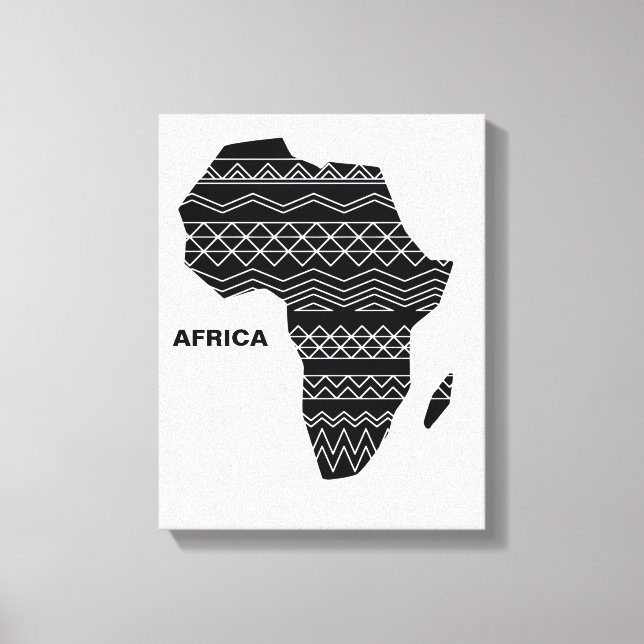 Impressão Em Tela África - Mapa Preto (Frente)