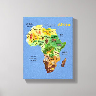 Impressão Em Tela África - Mapa Trabalho de arte