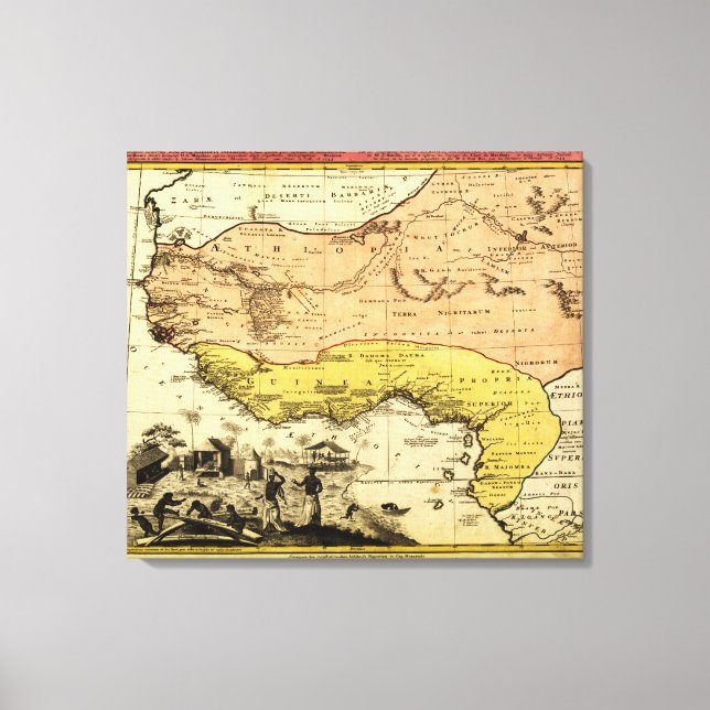 Impressão Em Tela África OcidentalMapa Panorâmico da África Ocidenta (Frente)