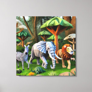 Impressão Em Tela  African animals in origame