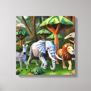 Impressão Em Tela African animals in origame