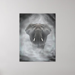 Impressão Em Tela African Elephant in Misty Fog Serene Impasto