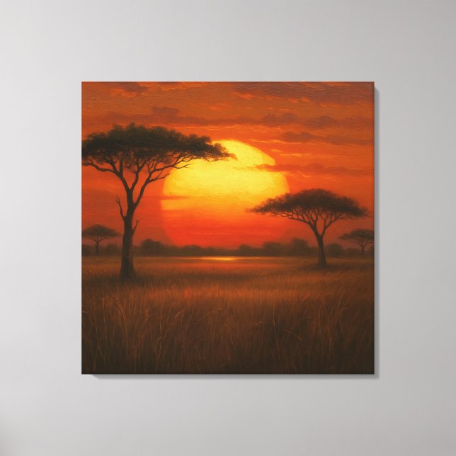 Impressão Em Tela African Savannah - Scenic Illustration Style (Frente)