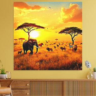 Impressão Em Tela African Sunset Safari Majestade Design