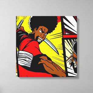 Impressão Em Tela Afro Ninja