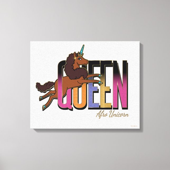 Impressão Em Tela Afro Unicorn Queen Design (Frente)