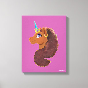 Impressão Em Tela Afro Unicorn   Único