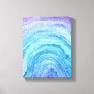 Impressão Em Tela Agate II Blue Ombre Abstrato Watercolor