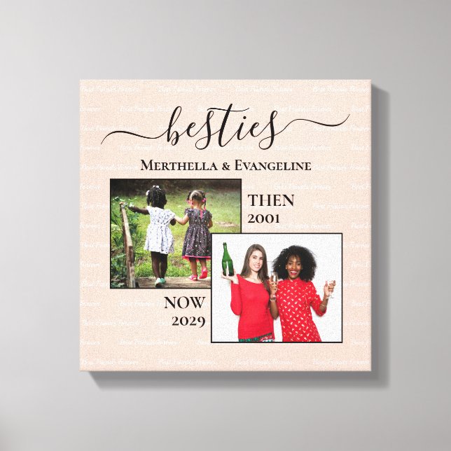 Impressão Em Tela Agora, 2 BESTIES Personalizadas de Fotografia (Frente)