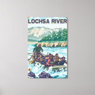 Impressão Em Tela Água branca que transporta - rio de Lochsa, Idaho