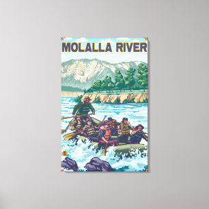 Impressão Em Tela Água branca que transporta - rio de Molalla,