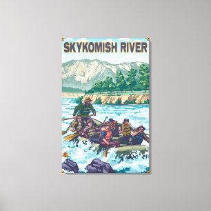 Impressão Em Tela Água branca que transporta - rio de Skykomish,