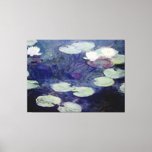 Impressão Em Tela Água-Lírios cor-de-rosa: 1897-99 por Monet