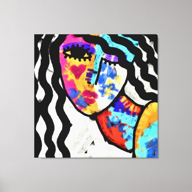 Impressão Em Tela Aguardando retrato digital Abstrato de uma mulher (Frente)