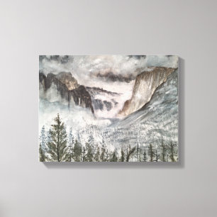 IMPRESSÃO EM TELA AGUARELA DE YOSEMITE CALIFÓRNIA
