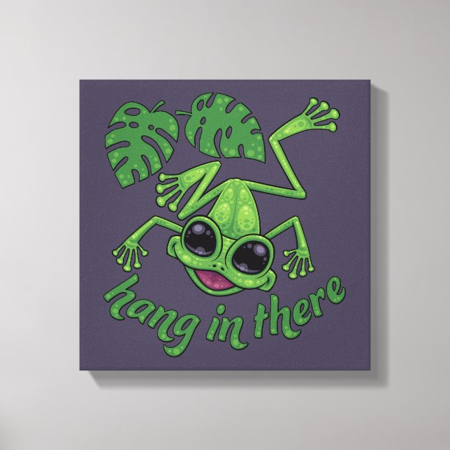 Impressão Em Tela Aguente-Se Lá Feliz Sapo Verde (Frente)