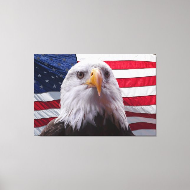 Impressão Em Tela águia-careca americana e bandeira (Frente)
