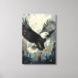 Impressão Em Tela Águia-Careca em Voo: Arte Dinâmica de Impasto